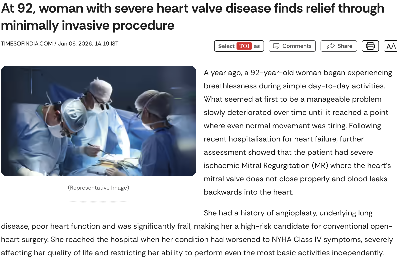 At 92, Woman with Severe Heart Valve Disease Finds Relief Through Minimally Invasive Procedure